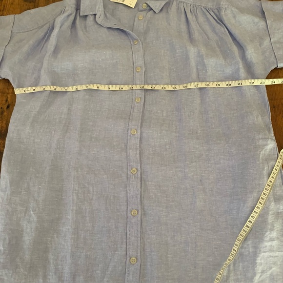 J Crew Baird McNutt 100% Irish Linen Chambray Blue Short Sleeve Shirtdress Sz M - Picture 6 of 13